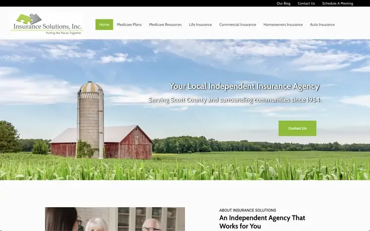 Insurance Solutions, Inc. website, an independent P&C agency site built on AgentMethods